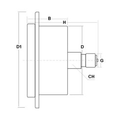 25 Bar manometro glicerina flangia diametro dn 63mm