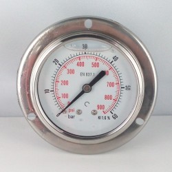 60 Bar glycerine filled pressure gauge flanged diameter dn 63mm