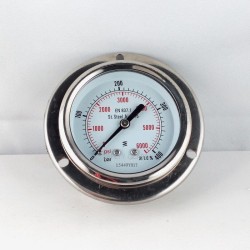 Stainless steel pressure gauge 400 Bar dn 63mm flange