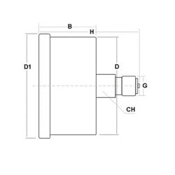 Manometro glicerina per idropulitrice 400 Bar dn 63mm posteriore