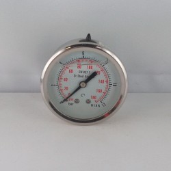 Stainless steel pressure gauge 12 Bar diameter dn 63mm back