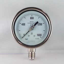 Stainless steel pressure gauge 1600 Bar diameter dn 100mm bottom