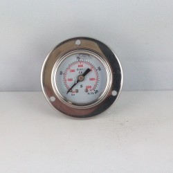 Glycerine filled pressure gauge 400 Bar flange diameter dn 40mm