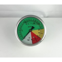 Glycerine filled ISOMETRIC pressure gauge colored dials 20-60 Bar dn 63mm back