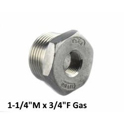 Riduzione inox maschio/femmina 1-1/4"M x 3/4"F Gas