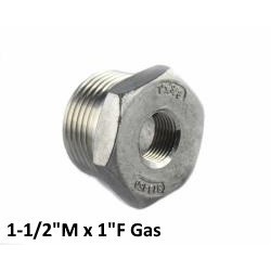 Stainless Steel exagon bushing male/female 1-1/2"M x 1"F Bsp