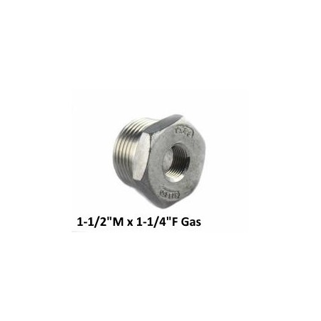 Riduzione inox maschio/femmina 1-1/2"M x 1-1/4"F Gas