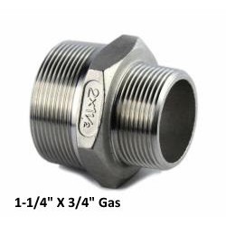 Nipplo conico ridotto inox 1-1/4" X 3/4"Gas