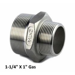 Nipplo conico ridotto inox 1-1/4" X 1"Gas