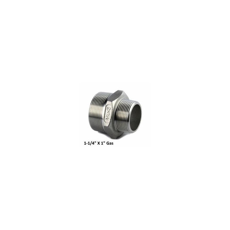 Nipplo conico ridotto inox 1-1/4" X 1"Gas