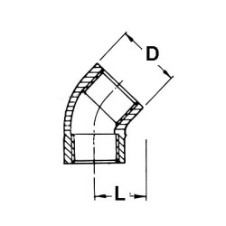 Stainless Steel 45 Elbow  female/female 2"Bsp