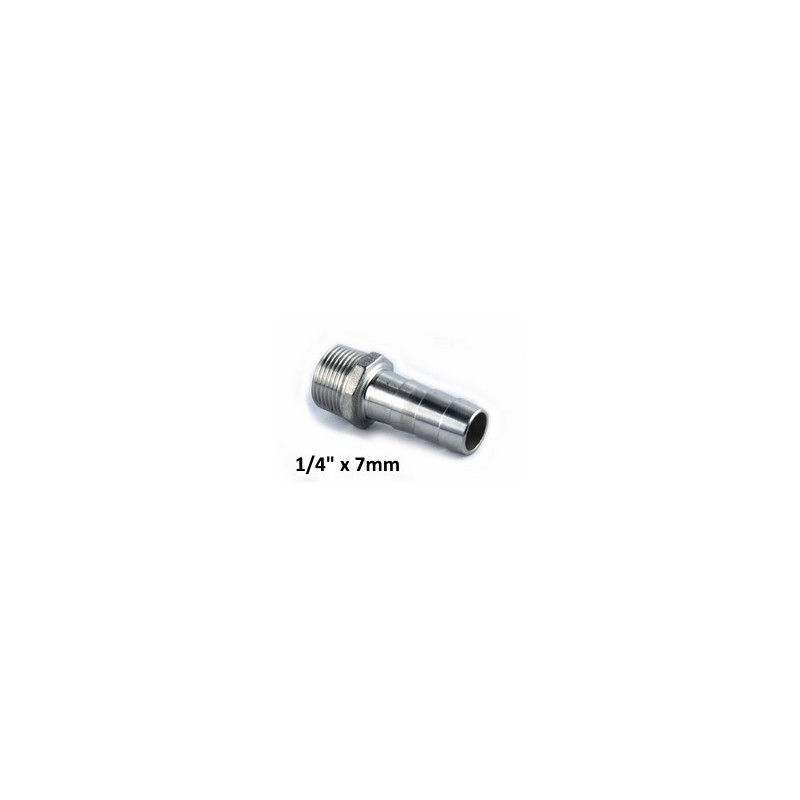 Portagomma inox 1/4" Gas  x 7mm