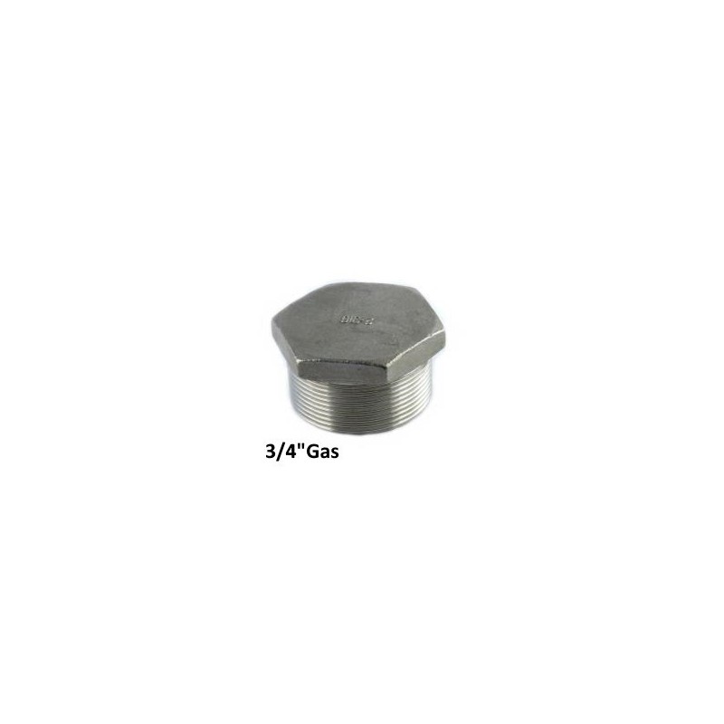 Tappo inox maschio esagonale 3/4"Gas