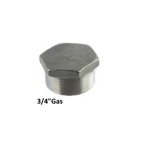 Tappo inox maschio esagonale 3/4"Gas