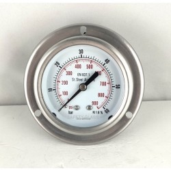 Stainless steel pressure gauge 60 Bar dn 63mm flange