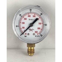 Oxygen pressure gauge 60 Bar diameter dn 63mm bottom