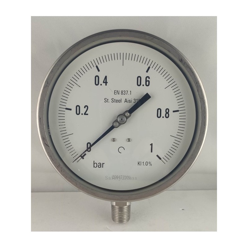 St steel pressure gauges 1bar DN 150mm Bottom 1/2 NPT