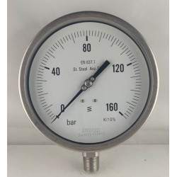 Stainless steel pressure gauge 160 Bar dn 150mm bottom 1/2"NPT