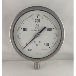 Stainless steel pressure gauge 400 Bar dn 150mm bottom 1/2"NPT