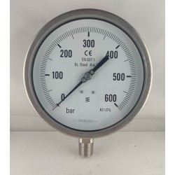 Stainless steel pressure gauge 600 Bar dn 150mm bottom 1/2"NPT