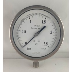 Stainless steel pressure gauge 2.5 Bar dn 150mm bottom 1/2"NPT