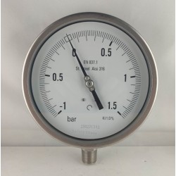 Stainless steel compound gauge -1+1,5 Bar dn 150mm bottom 1/2"NPT